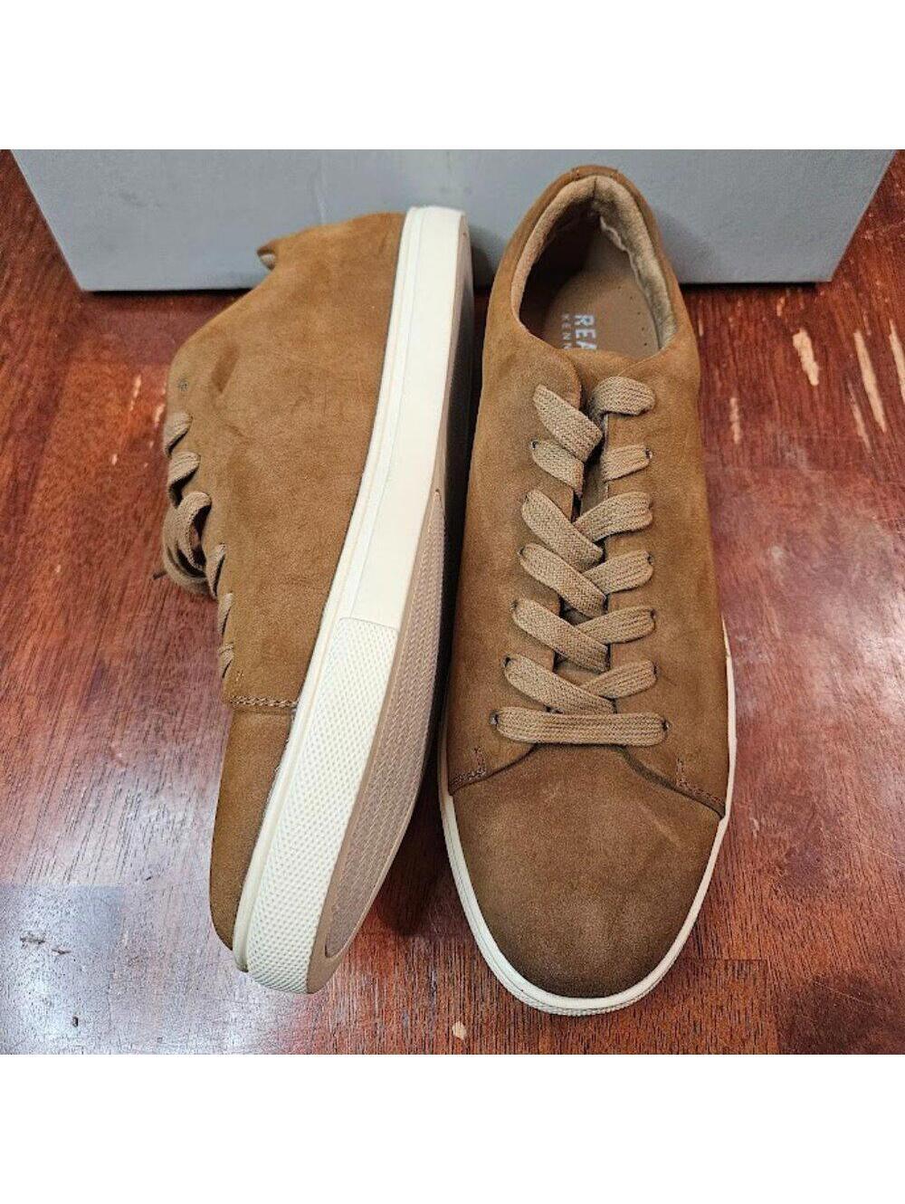 KENNETH COLE REACTION MENS TEDDER FAUX-LEATHER SNEAKER PETRIFIED OAK 8.5